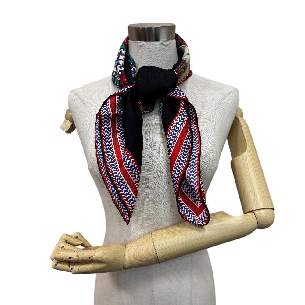 Hermes SELLE DES STEPPES (Saddle) Silk Calle 90 Scarf Navy Silk Used