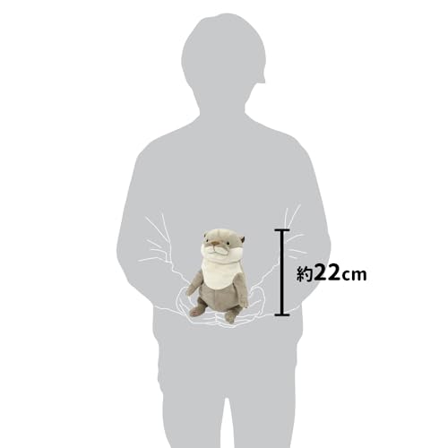 Shinada Global Mochi Series Mochi Otter Plush Toy, Gray (M), 14 X 14 X 22 Cm, MOKW-0230G
