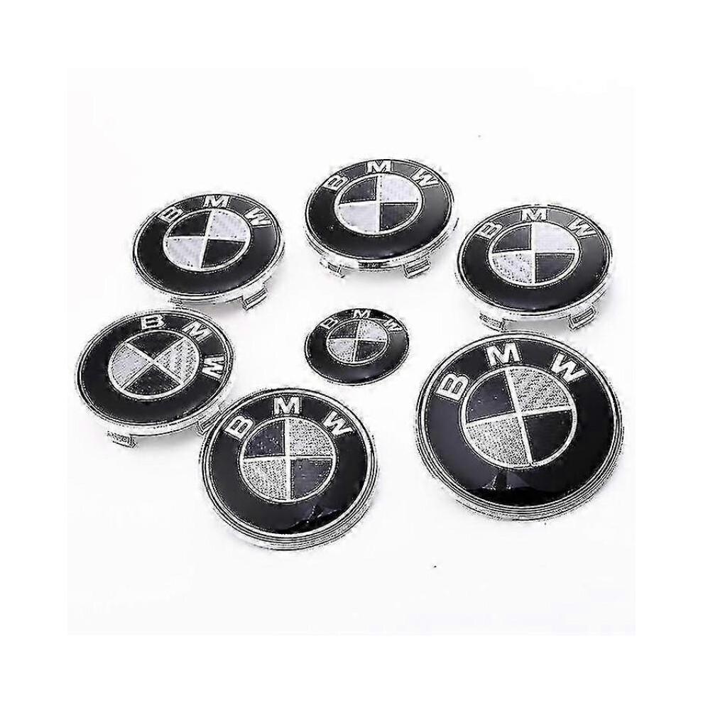 7pcs Black Logo Hood and Trunk for All Models E30 E36 E46 E34 E39 E60 E65 E38 X3 X5 X6 3 4 5 6 7 8 (82mm + 73mm)