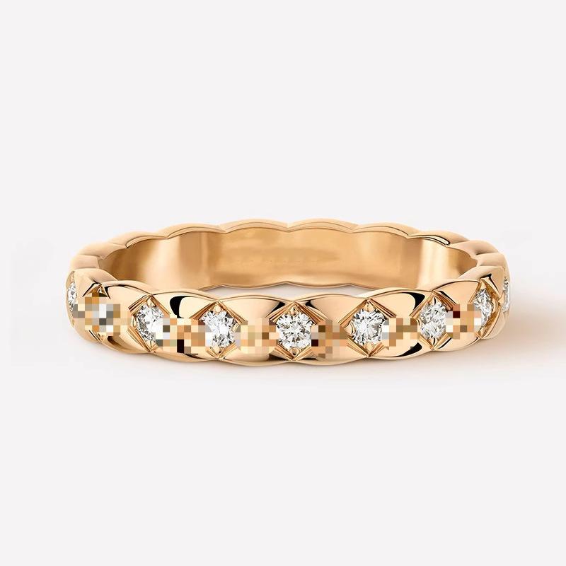 Dieser Klassische Kleine Duftende Wind Rhombus Ring Damen Rose Gold Weißgold Diamantring Partnerring Herren