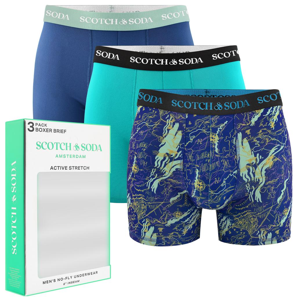 Scotch&Soda Men's Boxers 3-Pack Active Ultra Delicate Longer Leg