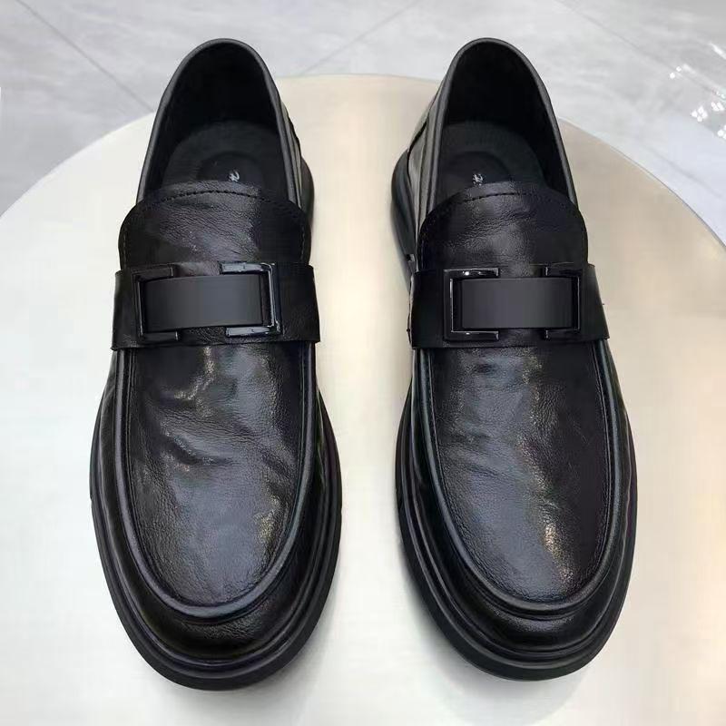 

Men s Breathable Leather Loafers - Versatile Business Casual Slip-On Shoes US 6 чёрный