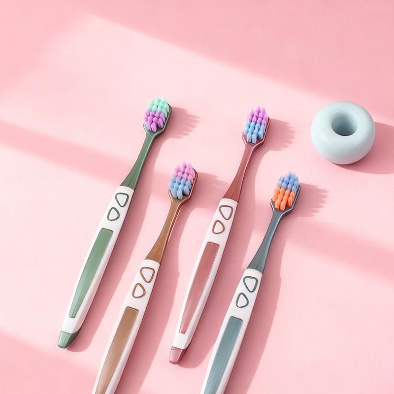 4 Packs High-End Caring Soft Nylon Bristle Toothbrush Set, Ergonomic Handle, Ideal Choice For Travel And Hotels