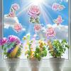 Wholesale of BXC004UV Laser Dazzling Pink Rose Balcony Window Beautification and Decoration Static Window Stickers