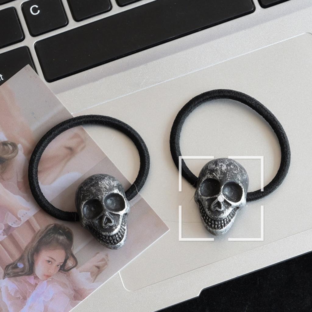 Skull Hair Rope Hair Scrunchie for Women 3D Skull Head Hairband Teens Girl Vintage Hair Tie Ponytail Hair Band Headpiece