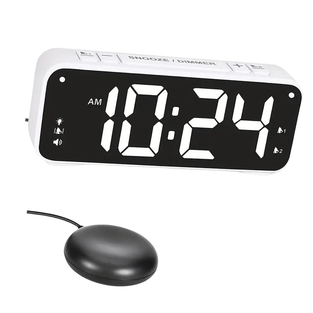 Multifunctional USB Charging Vibrating Alarm Clock with Bed Shaker for Heavy Sleepers with Strong Vibration