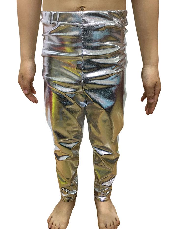 

Унисекс Блестящие Лаковые Танцевальные Брюки для Джаза, Чирлидинга и Хип-хопа 150 cm серебряный