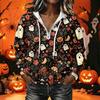 Women's Casual Long Sleeve Halloween Printed Hoodie Pullover with Top