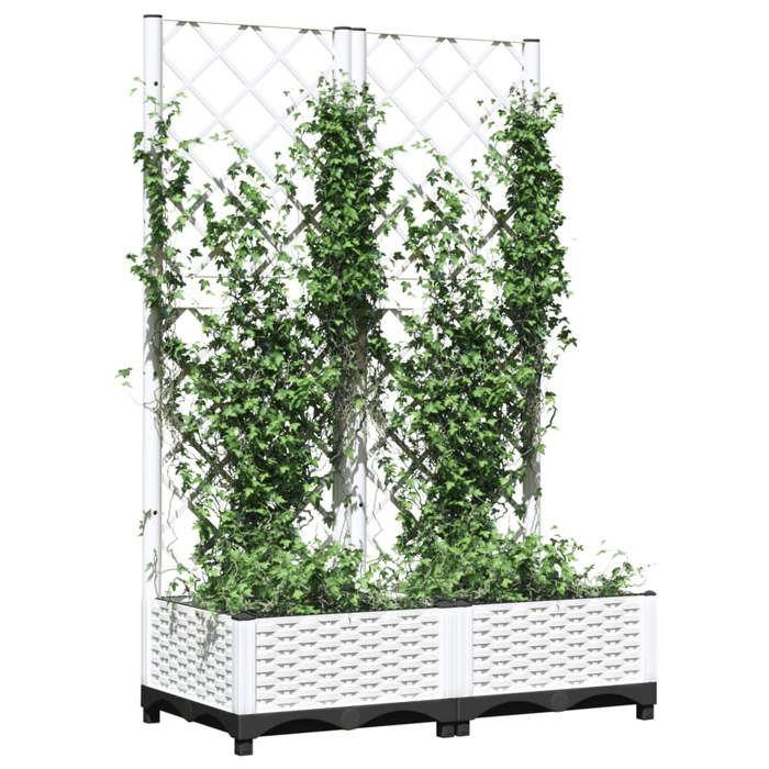 VidaXL Planter with Trellis, Flower Pot, Raised Garden Bed, Planting Box, Outdoor Patio Plant Trough, 153281