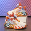 Children's Basketball Shoes Men's Rotary Buckle Sports Shoes Friction Sound All Seasons Through Mesh Breathable Lightweight Training Shoes Women