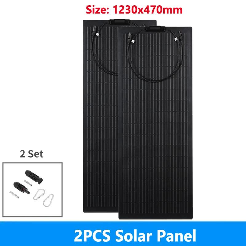 Powerful 200W 100W Flexible Solar Panel Kit Complete 18V Solar Cell PV Connecter Solar Battery Power Bank for Camping RV Boat