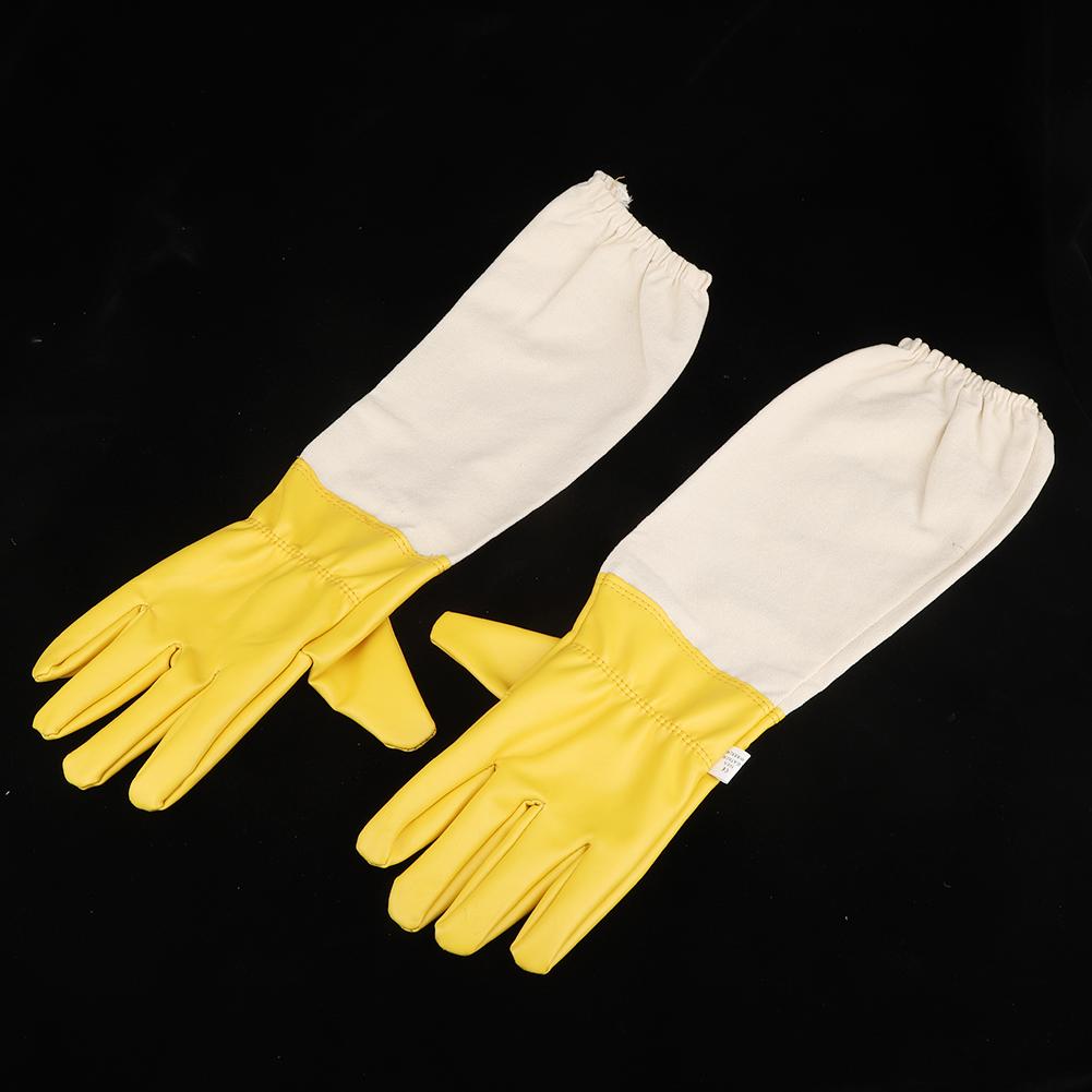 Pair Anti Bee Anti-Sting Bee Gloves Elastic Cuff Long Sleeves Protective Tool for Beekeeper(XXL )