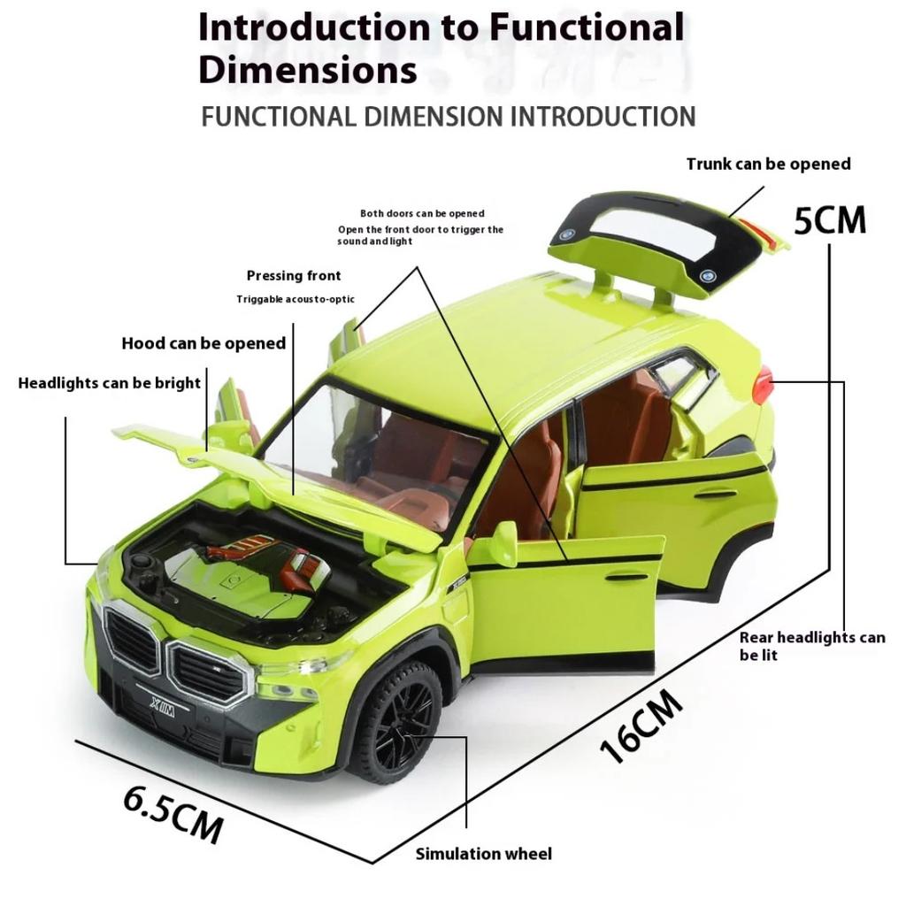 1/32 BMW XM Off Road SUV Vehicle Alloy Metal Diecast Car Model Sound & Light Indoor Collection Decorative Gift for Firend Box
