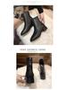 Beige Slimming Square Toe Chunky Ankle Boots with Back Zipper and Fleece Lining for Women – 2025 Autumn/Winter Collection