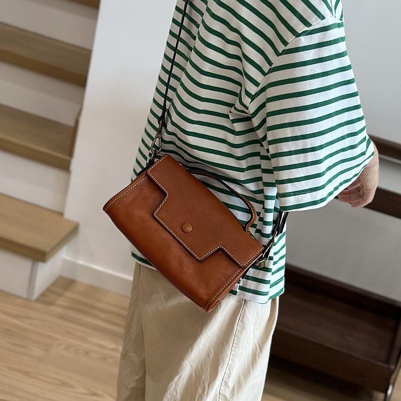 Johnature Ретро натуральная кожа маленькая сумка для женщин универсальные коровья кожа — фото 5