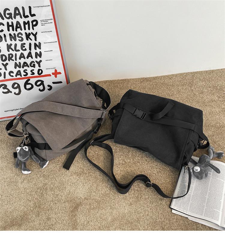 Men's Large Capacity Canvas Messenger Bag - Casual Style for Students and Boys