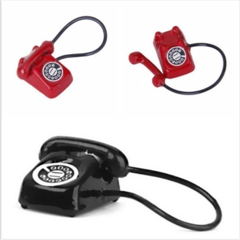 1:12 Dollhouse Miniature Old Fashioned Vintage Phone Telephone 1:12 Phone Model Color Random