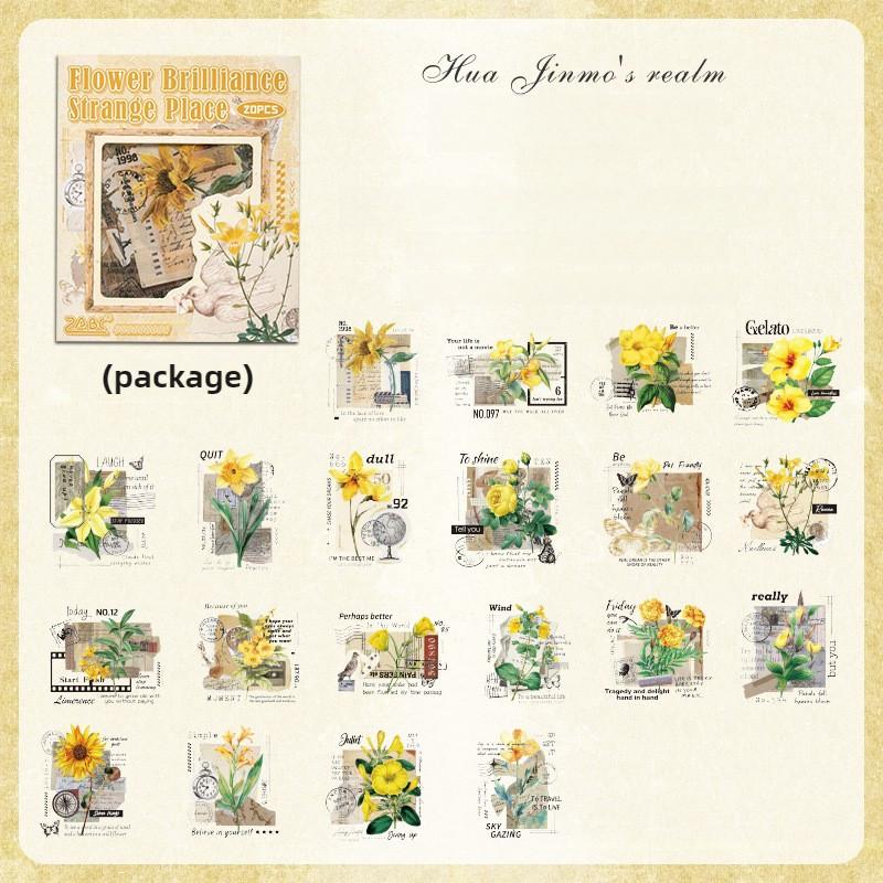 

20sheets Floral Mushroom Leaves Sticker PET Stickers DIY Collage Supplies Creative Decor Scrapbook Stickers Magazine Decoration