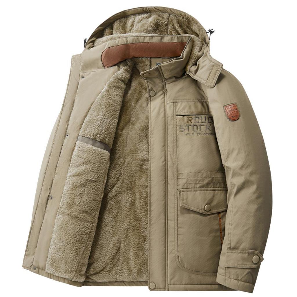 Men's Plus Size Winter Thick Velvet Cotton Jacket - Warm Anti-Cold Outerwear