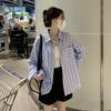 Women's Striped Long Sleeved Shirt Spring Autumn Women's Clothing Loose and Slimming French Style Top