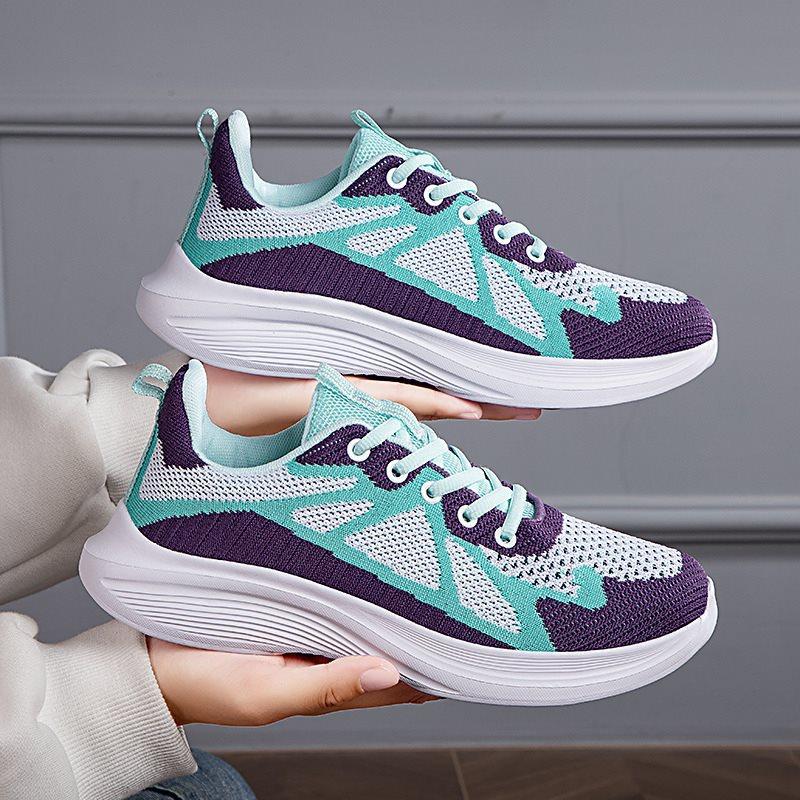 Baskets Chaussures en maille tissée respirantes Chaussures de course décontractées pour femmes