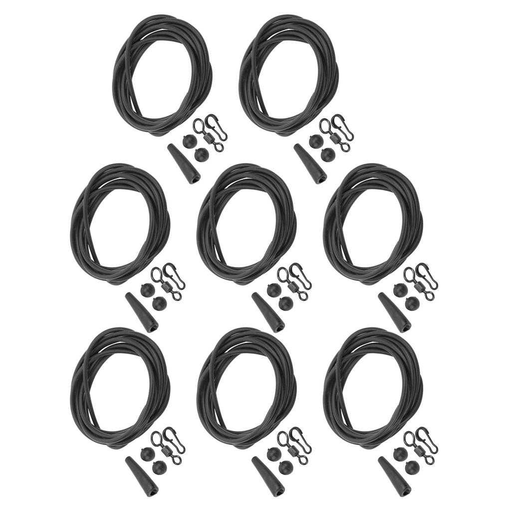 8PCS ABS+Copper Alloy Portable Silicone Hair Rigs Swivel Carp Fishing Accessories(Black )