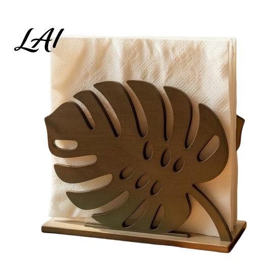Durable Wood Tissue Dispenser Napkin Holder Leaf Shape Solid Dispenser Decorative Versatile Home Table Ornament Paper Towel Organizer for