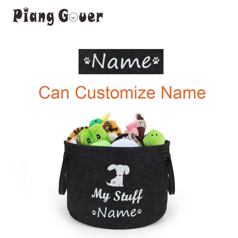 

Custom Name Pet Toy Storage Basket Dog Bin Accessories Box Personalized Tags Felt Organize Baskets Case Home Tool чёрный