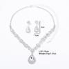 3 Pcs New Shiny Rhinestone Water Drop Shape Sparkling Bridal Jewelry Set Crystal Earring Set Gifts