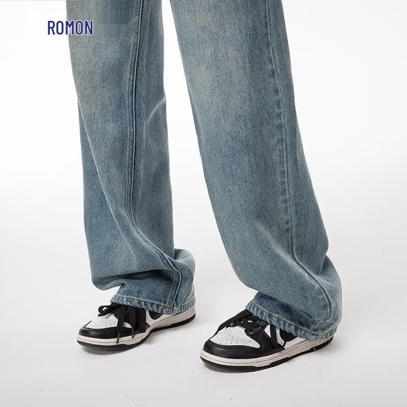 Romone Vintage Washed High-Waist Wide-Leg Jeans