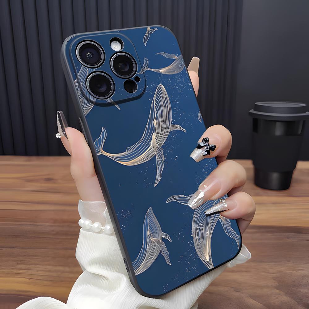 Ocean Animal Whale Phone Case For IPhone 17 Pro Max 15 Pro 16 14 Plus 12 13 Mini 11 Pro Shockproof Soft Cover