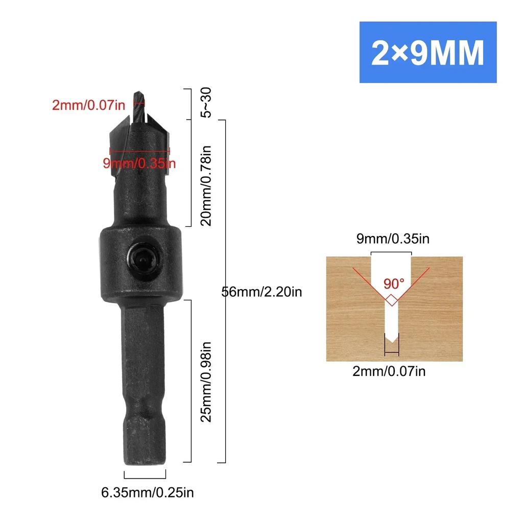 1Pc Countersink Drill Bit Salad Step Drill Bit 2/2.5/2.8/3.25/3.5mm Bit Head Hex Shank For Woodworking Hole Punching Carpentry