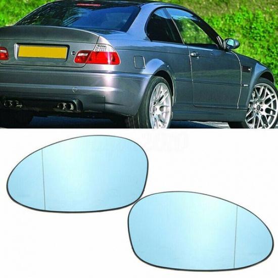 RECHTS+LINKS Blaue Spiegelgläser mit Heizfunktion für BMW M3 E46 E82 E88 E85 E90 E91