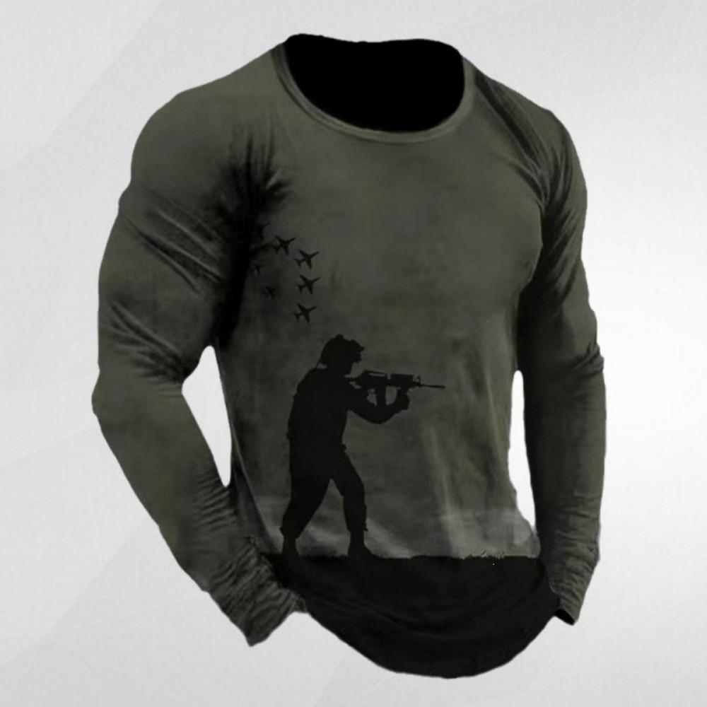 Long Sleeve T-Shirt, Tribal Deer Camo Print, Outdoor Style