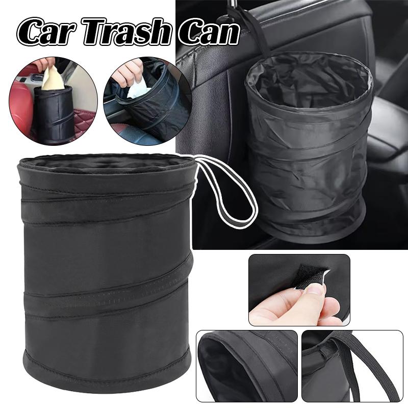 1PC Portable Car Trash Can Durable Foldable Hanging Storage Bag Oxford Cloth Universal Chair Back Bucket for Vehicle Interior Or