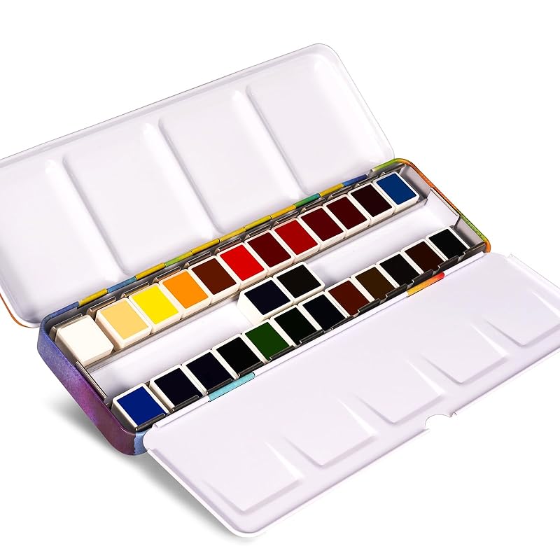 

Paul Rubens Watercolor Paint Set, 24 Colors Solid Watercolor Paints, Easy to Blend and Diffuse Watercolor Palette, Compact and Portable Travel