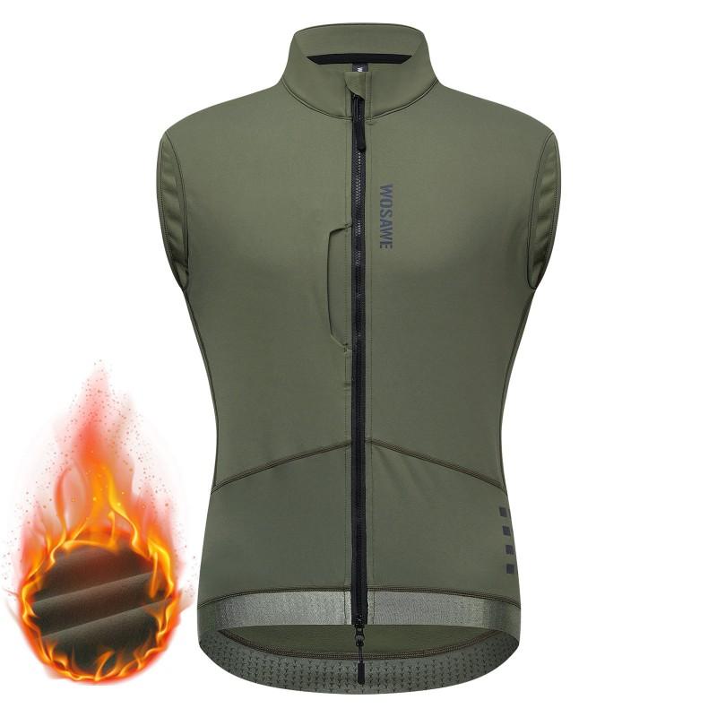 Mens Fleece-Lined Cycling Vest Road Biking Winter Warmth Reflective Safety Outdoor Sports