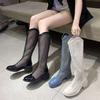White Boots Women's 2025 New Breathable Hollow Mesh Boots Summer Thin Mesh Boots Thin Boots Knight Boots