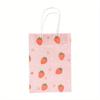 6pcs Pink Strawberry Pattern Tote Bag Girls Party Paper Gift Packaging Bag Strawberry Birthday Party Supplies Kids Favors Bag