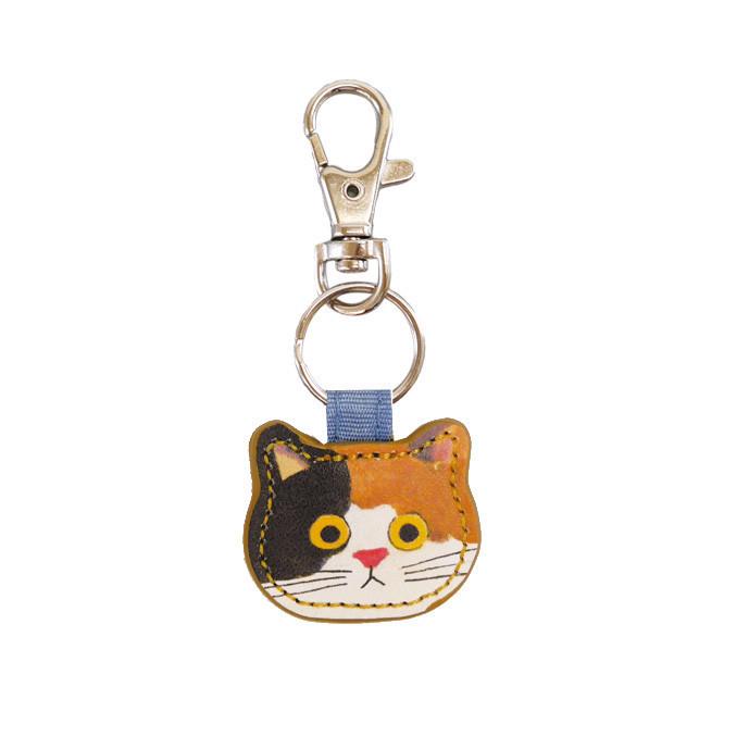 Japanese-Style Cute Kitten Keychain Charm - PU Leather Bag Accessory