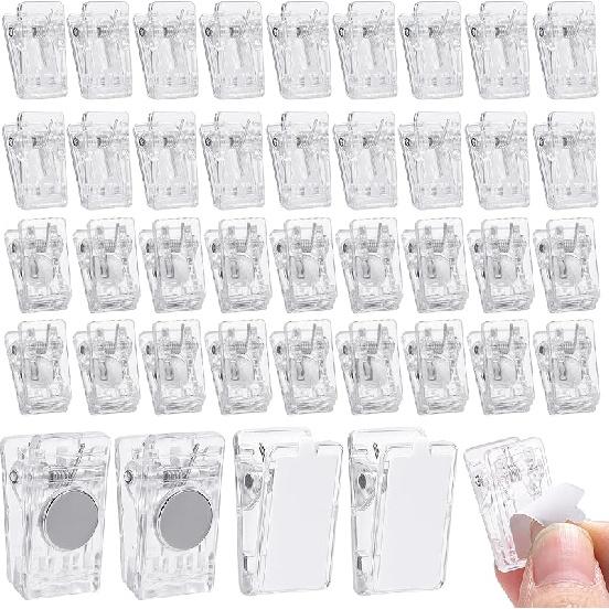 50 Pieces Self Adhesive Clips, Tapestry Sticky Spring Hangers Wall Clips for Hanging Poster Photo Office Decorations, Clear