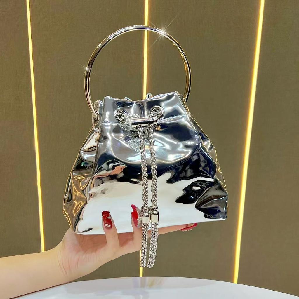 New Korean Style Minimalist Versatile Women Handbag, Niche Chain Bucket Purse, Elegant Lady Handheld Crossbody Evening Party Bag