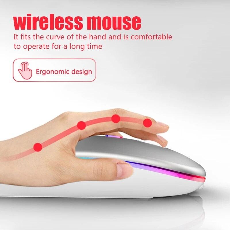 Bezdrátová myš RGB dobíjecí Bluetooth myši Bezdrátová počítačová myš LED podsvícená Ergonomická herní myš pro notebook PC 3600 DPI