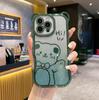 For iPhone 16 Pro Case Cute Bear Electroplating TPU Phone Cover with Gradient Glitter Paper