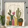 Cactus Garden Shower Curtain Colorful Succulents On Pink Background Polyester Bath Curtain With Hooks For Boho Decor