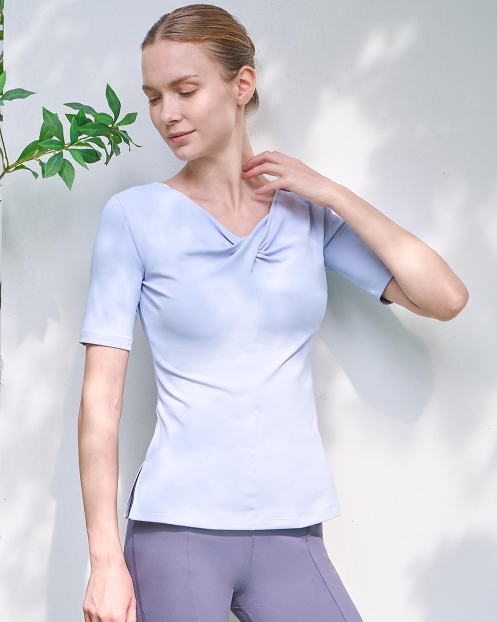 Formative (Fm40222) Neckline Shirred Short Sleeve_Powder Blue L