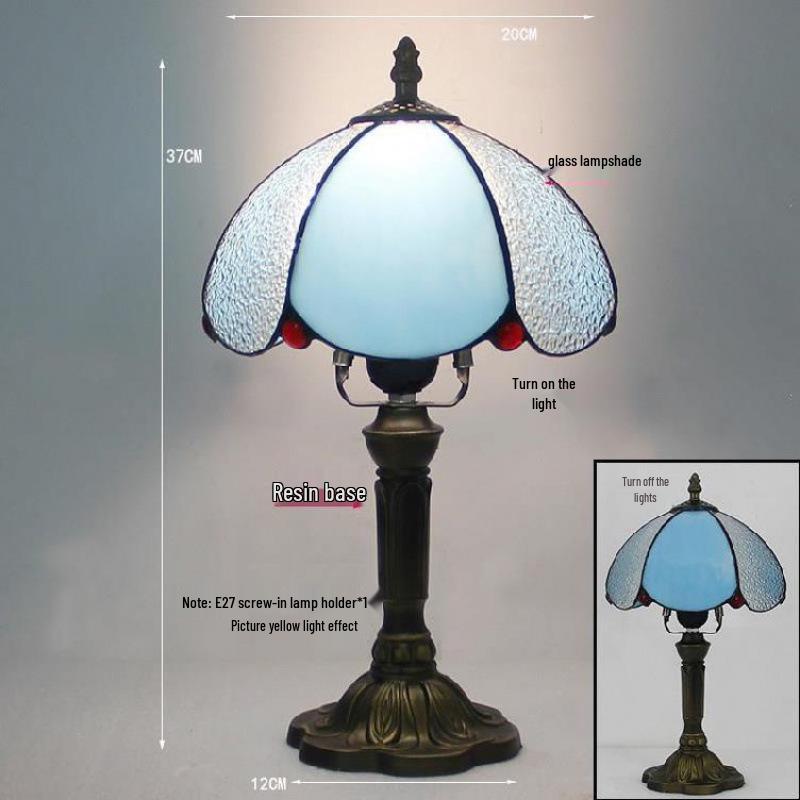 Retro Nostalgic Tiffany Bank Lamp for Living Room or Bedroom