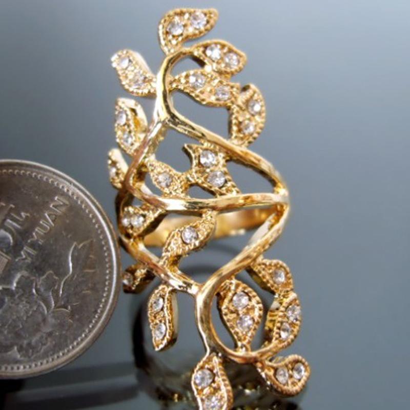 

Блестящий полый лист сустава броня костяшка кольцо ювелирные изделия для женщины подарок золотой