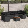 Garden Sofa Set with Cushions 8 pcs Black Poly Rattan