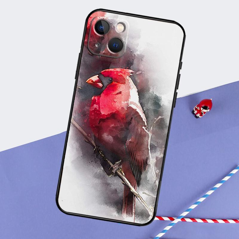 Cardinal Red Bird Phone Case For iPhone 16 Pro Max 11 13 14 15 Pro Max 12 Mini XR 16 15 Plus 16e Back Cover